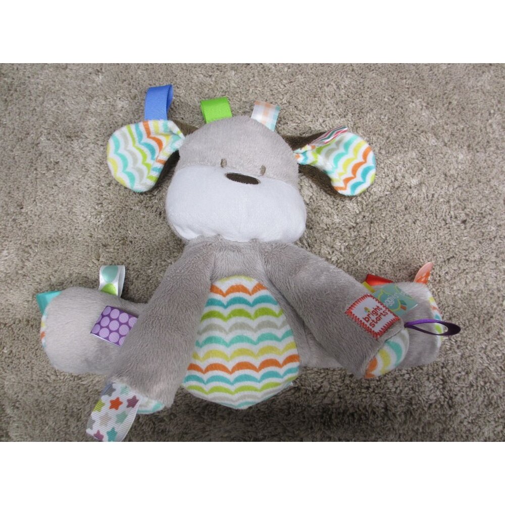 TAGGIES BRIGHT STARTS  PUPPY DOG WITH RATTLE INSIDE 10 INCH BABY STUFFED ANIMAL